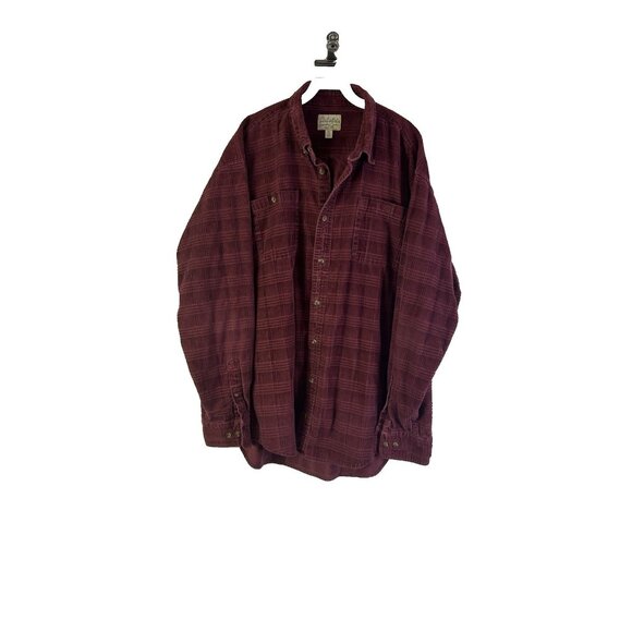 Vintage 90s Cabelas Corduroy Plaid Pocket Button Front Shirt - Picture 1 of 7